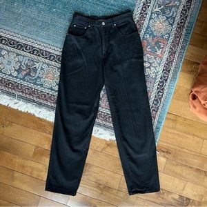 Black high waisted straight pants. Vintage